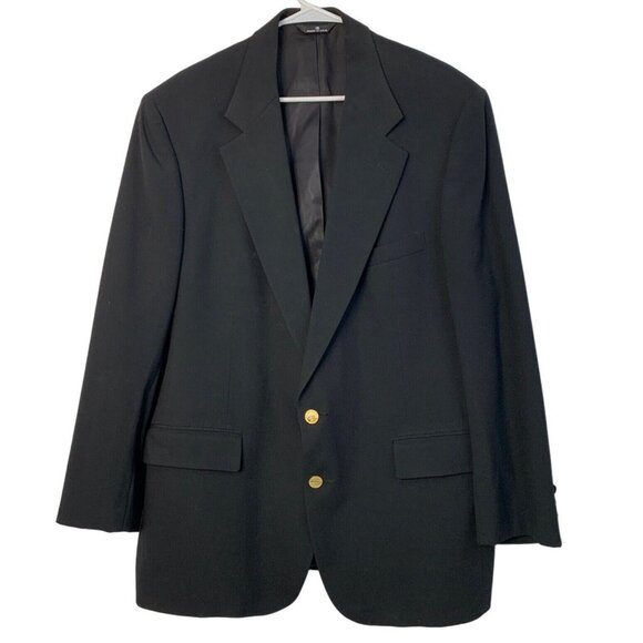 Chaps Ralph Lauren Mountain States CO Black Wool Blazer 48L EUC USA Gold 7197 - Picture 5 of 9